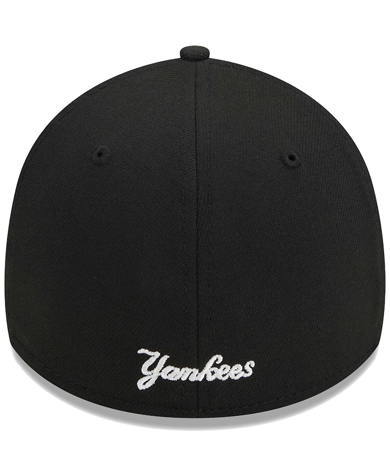 Men's New Era Black New York Yankees Logo 39THIRTY Flex Hat