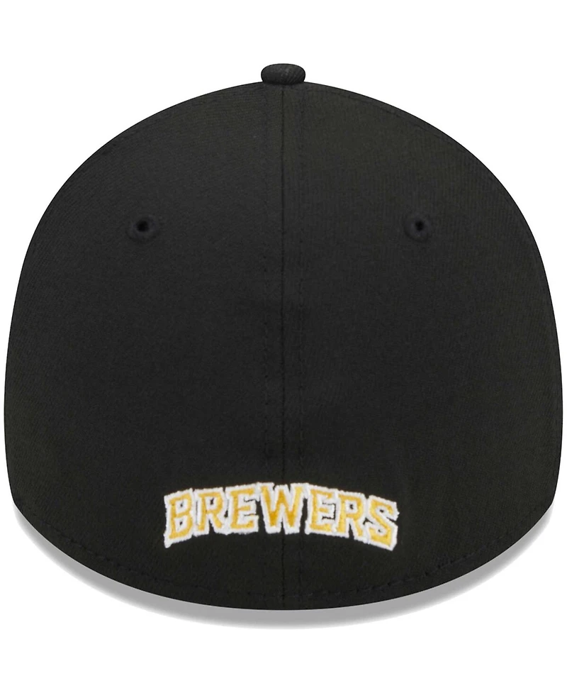 Men's New Era Black Milwaukee Brewers Logo 39THIRTY Flex Hat