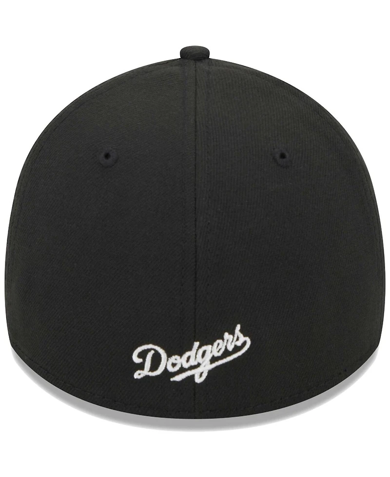 Men's New Era Black Los Angeles Dodgers Logo 39THIRTY Flex Hat