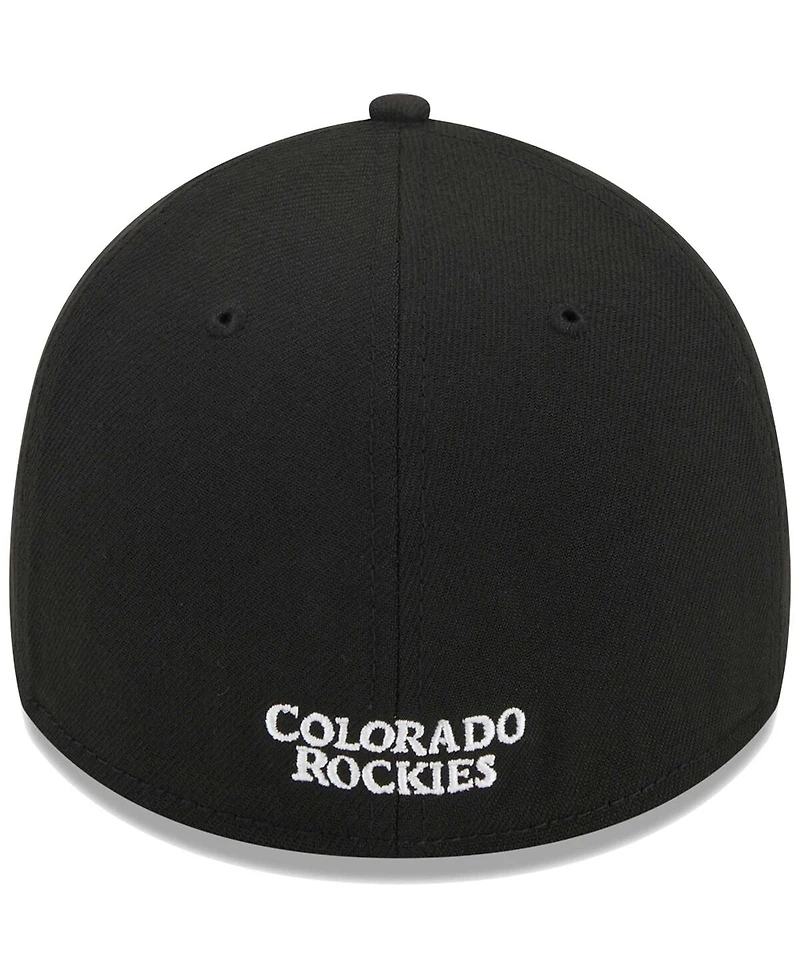 Men's New Era Black Colorado Rockies Logo 39THIRTY Flex Hat