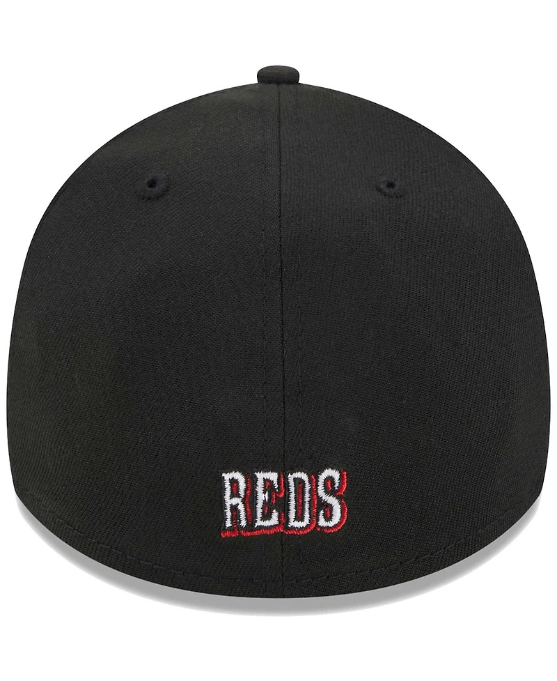 Men's New Era Black Cincinnati Reds Logo 39THIRTY Flex Hat