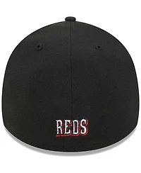 Men's New Era Black Cincinnati Reds Logo 39THIRTY Flex Hat