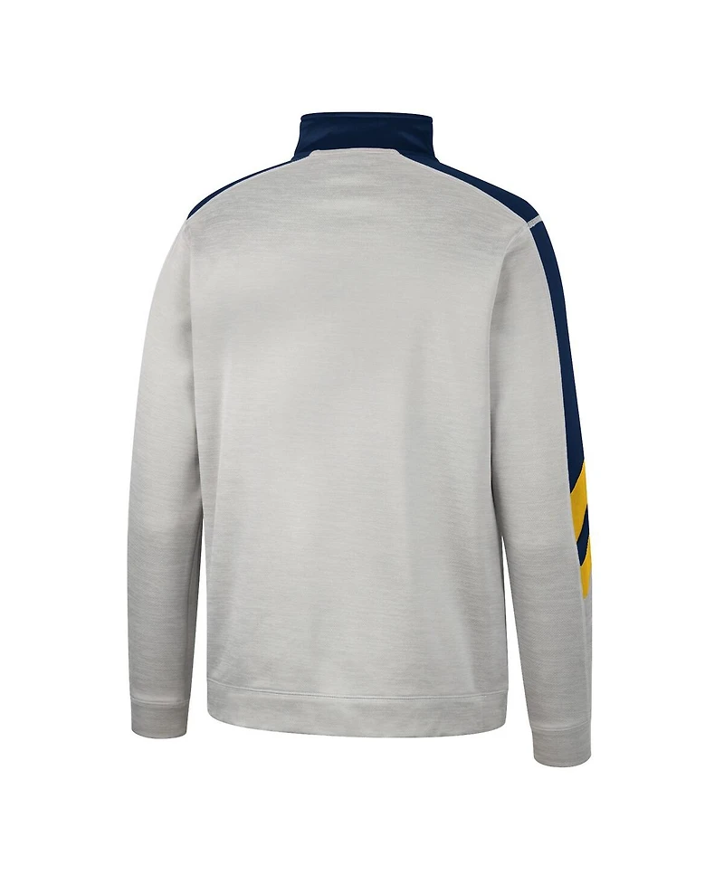 Men's Colosseum Gray, Navy Notre Dame Fighting Irish Bushwood Fleece Quarter-Zip Jacket