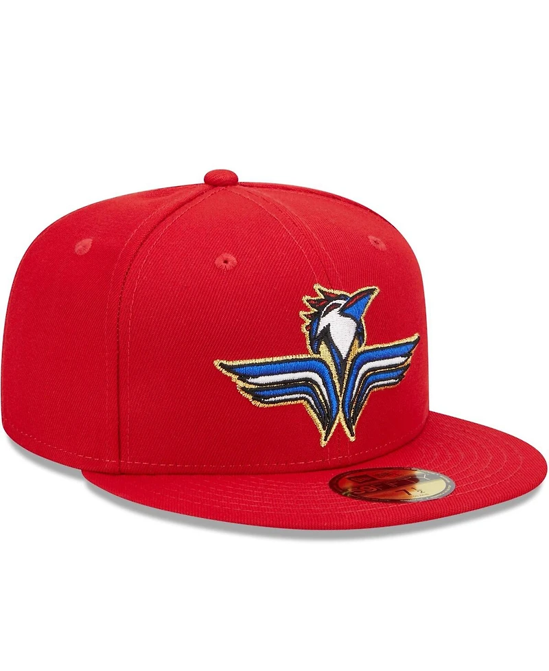 Men's New Era Red Fayetteville Woodpeckers Marvel x Minor League 59FIFTY Fitted Hat