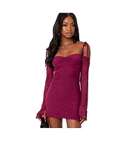 Edikted Women's Ariel Off Shoulder Mesh Mini Dress