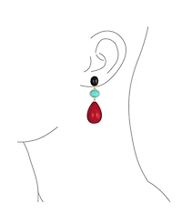 Unique Geometric Dangling Teardrop Ball Multi Shape Oval & 3 Multi-Tier Natural Gemstone Party Earrings for Women 14K Yellow Gold