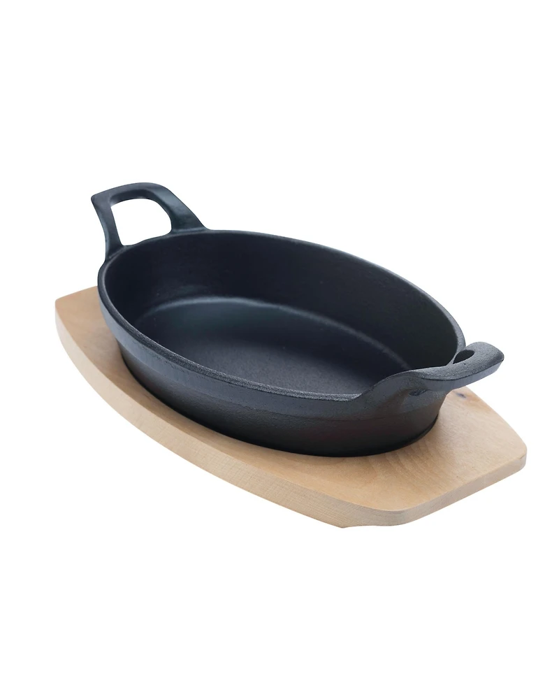 Basic Essentials 2 Piece Cast Iron Oval Sizzler Plate Set