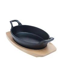 Basic Essentials 2 Piece Cast Iron Oval Sizzler Plate Set