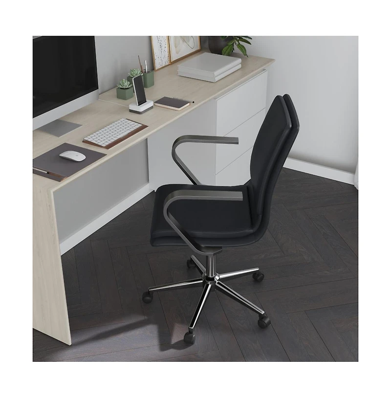Merrick Lane Artemis Mid-Back Home Office Chair With Armrests, Height Adjustable Swivel Seat And Five Star Base