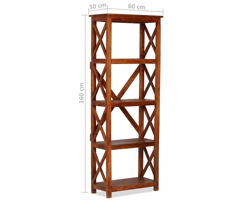 Bookshelf Solid Acacia Wood Honey Finish 23.6"x11.8"x63"