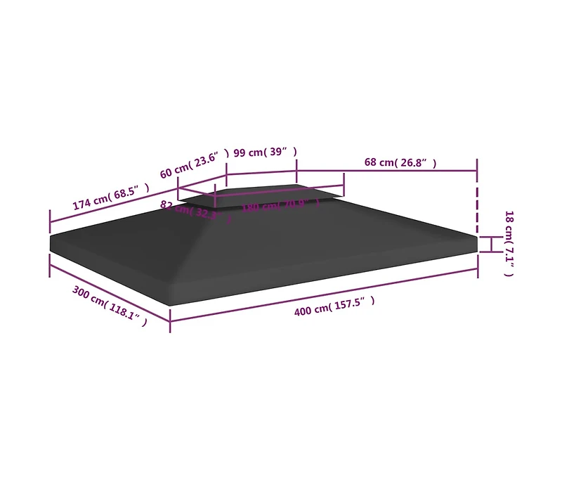 vidaXL 2-Tier Gazebo Top Cover 1 oz/ft² 13.1'x9.8' Black