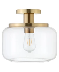 Hudson & Canal Tatum 11" Wide Semi Flush Mount with Glass Shade