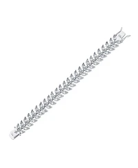 Bling Jewelry Cubic Zirconia 2 Row Marquise Shape Cz 40 Ctw Clear Wide Statement Leaf Tennis Bracelet 7.25 Inch