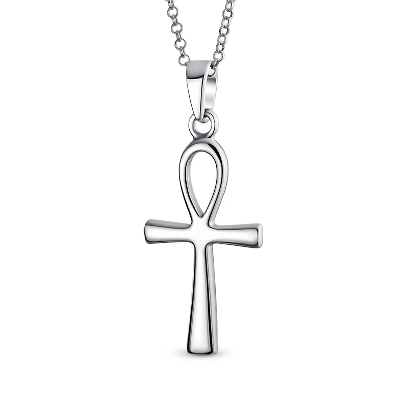 Bling Jewelry Key To Life Egyptian Ankh Cross Pendant Necklace Sterling Silver