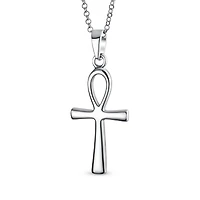 Bling Jewelry Key To Life Egyptian Ankh Cross Pendant Necklace Sterling Silver