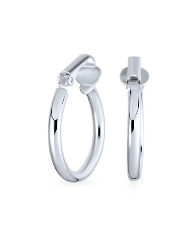 Bling Jewelry Classic Basic Simple Tube Lightweight Clip On Hoop Earrings Non Pierced Ears Sterling Silver .75 Diameter