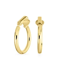 Bling Jewelry Classic Basic Simple Tube Lightweight Clip On Hoop Earrings Non Pierced Ears Gold Plated Sterling Silver .75 Diameter