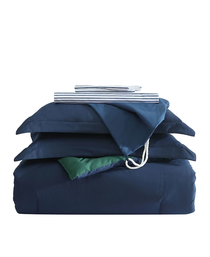 Nautica Solid Microfiber Reversible 6 Piece Comforter Set, Full