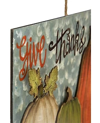 16.5" Give Thanks Fall Harvest Pumpkin Wall Sign