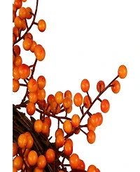18" Red and Orange Berries Artificial Fall Harvest Twig Wreath 18" Unlit