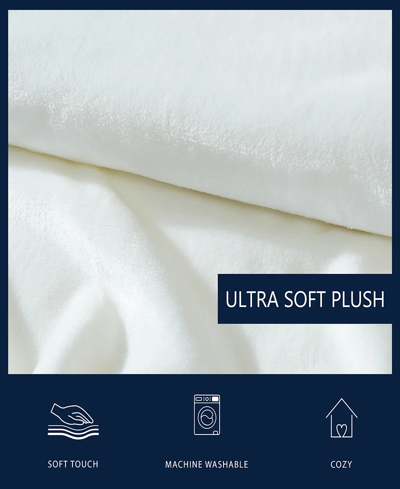 Nautica Solid Ultra Soft Plush Fleece Blanket