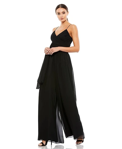 Mac Duggal Women's Ieena Ruched Sleeveless Tie Jumpsuit