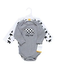 Hudson Baby Boys Cotton Long-Sleeve Bodysuit 3Pk