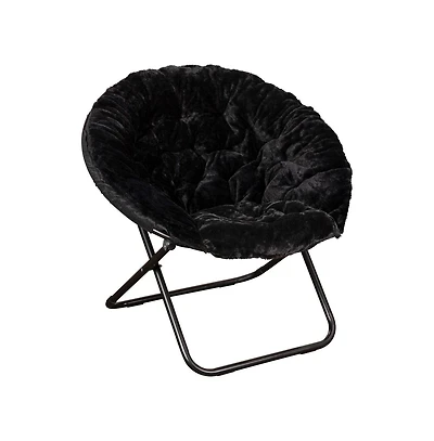 Ersa Oversize Folding Saucer Chair With Cozy Faux Fur Cushion And Metal Frame For Dorms, Bedrooms, Apartments More