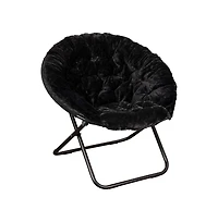 Ersa Oversize Folding Saucer Chair With Cozy Faux Fur Cushion And Metal Frame For Dorms, Bedrooms, Apartments More