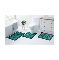 3 Piece Ultra Soft Non Slip Shaggy Bath Rug - Chevron Design Small, Large & Contour