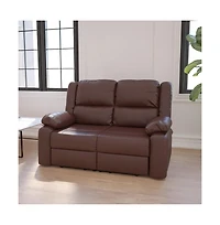 Bustle Back Loveseat With Two Built-In Recliners