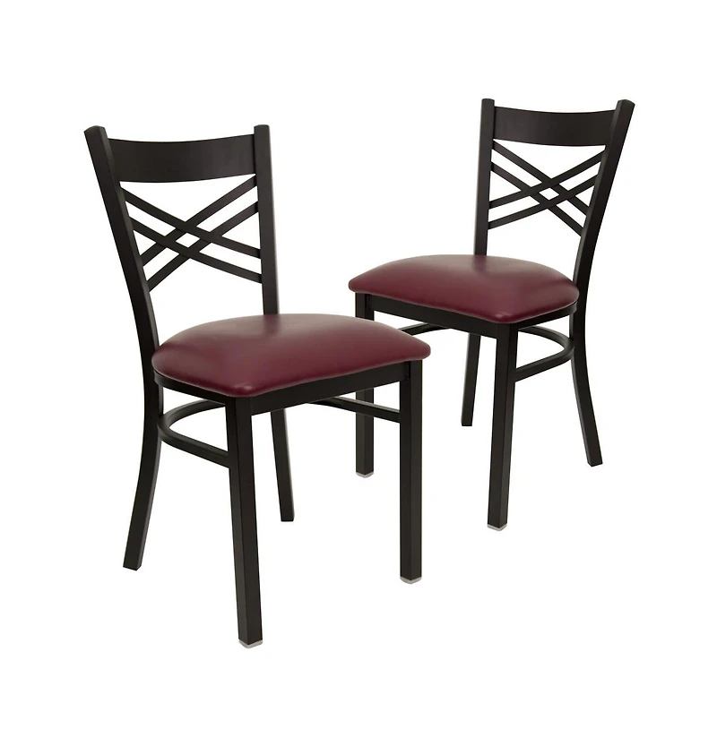 Emma+Oliver 2 Pack "X" Back Metal Restaurant Chair
