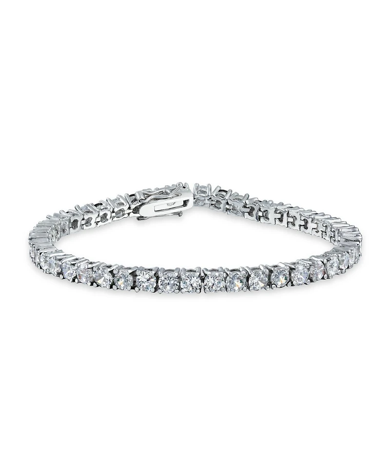 Bling Jewelry 12 Ctw 4 Prong Basket Set Solitaire Round Cubic Zirconia Cz Tennis Bracelet Prom 7.5 Inch
