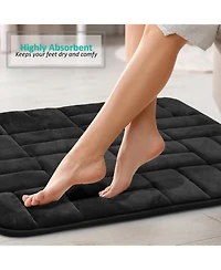 Ultra Soft Non-Slip Plush Memory Foam Bath Rug - Contour 24"x20" Tiled Design