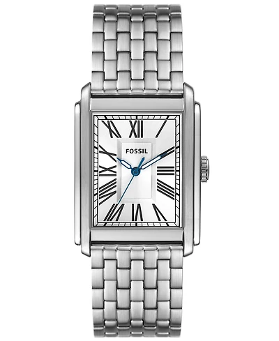 Fossil Men's Carraway Three-Hand Silver-Tone Stainless Steel Watch, 30mm