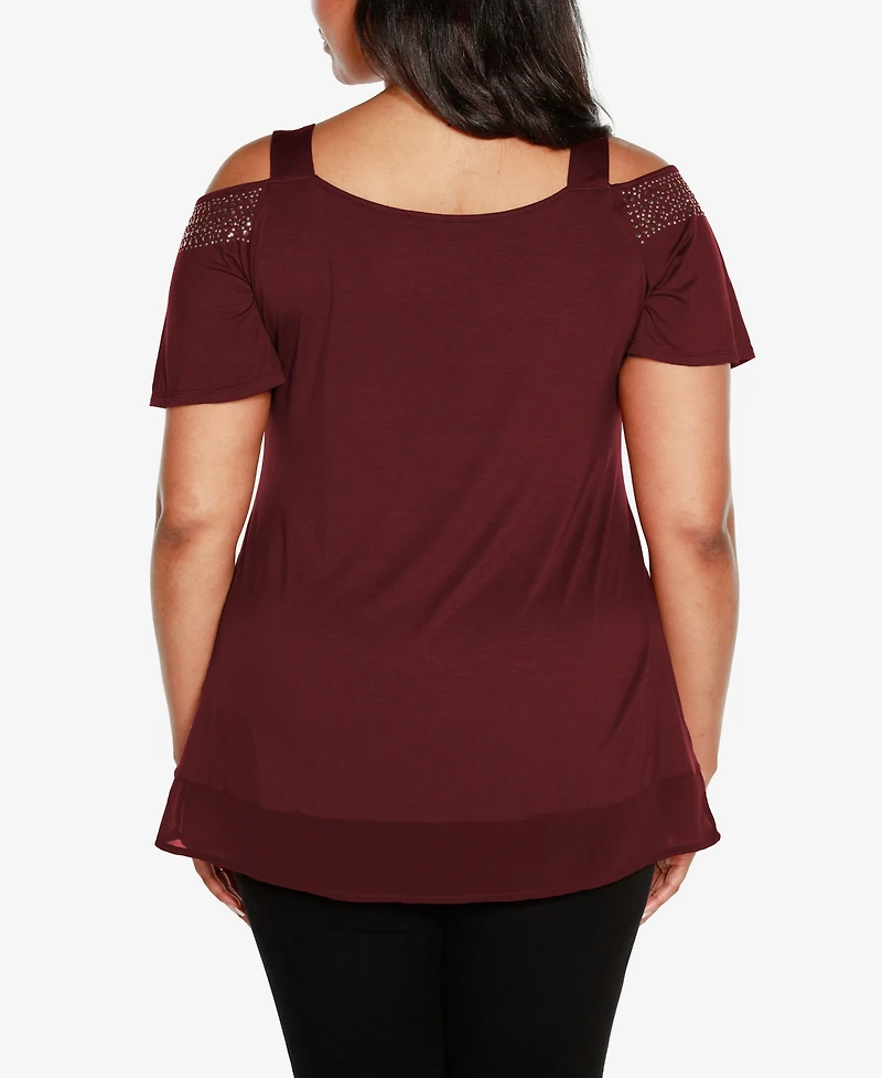Belldini Plus Cold-Shoulder Top