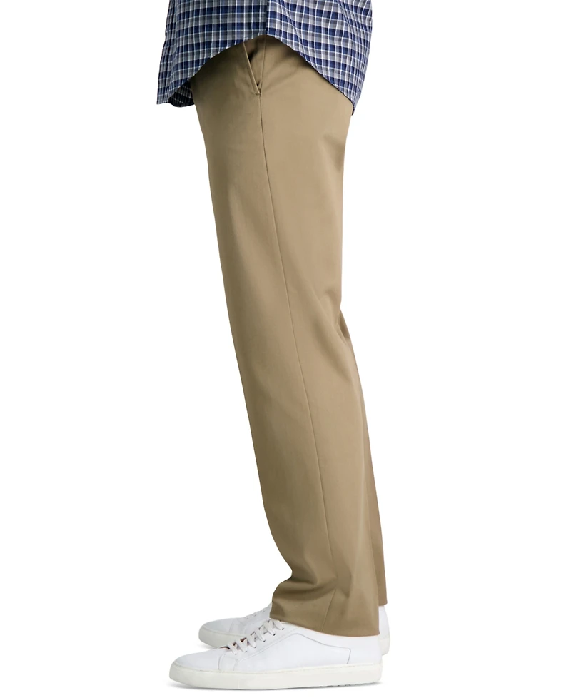 Haggar Men's Premium No Iron Khaki Straight-Fit Stretch Flat-Front Pants