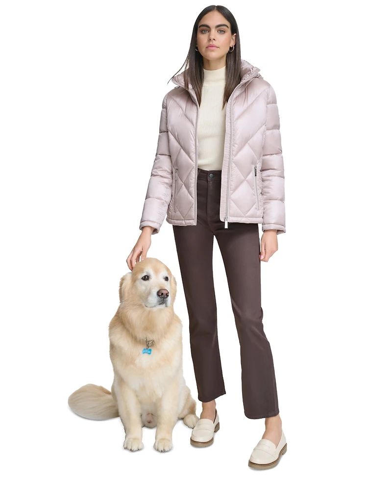 Calvin Klein Women's Shine Hooded Packable Puffer Coat, Created for Macy's