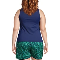 Lands' End Women's Dd-Cup High Neck Upf 50 Modest Tankini Swimsuit Top
