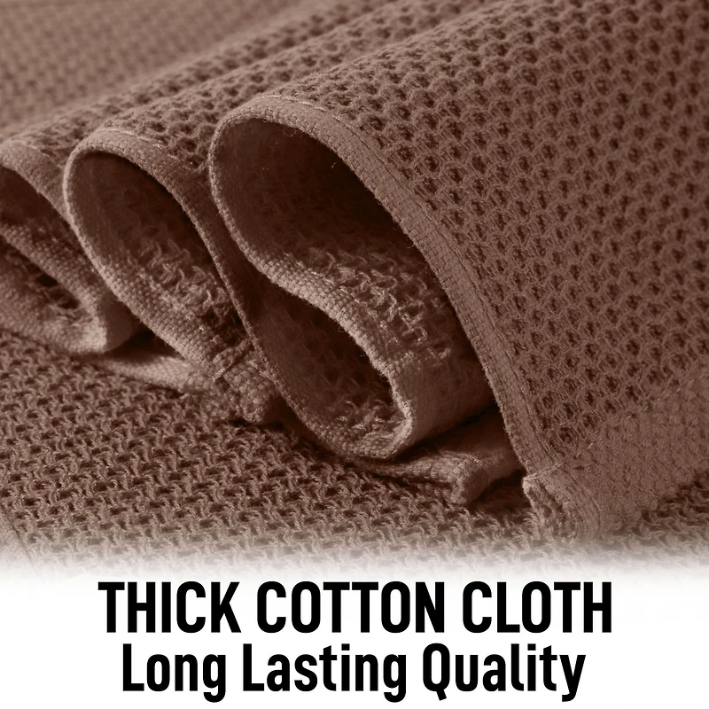 Reusable Kitchen Towels 3 Pack 100% Cotton Waffle Weave - Super Absorbent Dish for