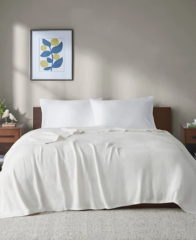 Madison Park Freshspun Basketweave Cotton Blanket, Twin