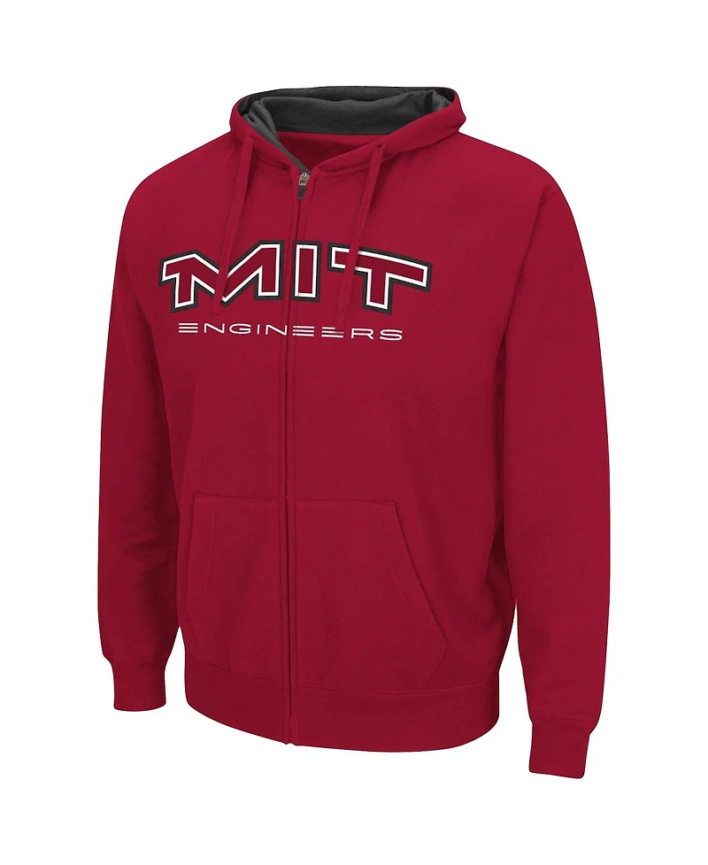 Men's Colosseum Cardinal Mit Engineers Arch & Logo 3.0 Full-Zip Hoodie
