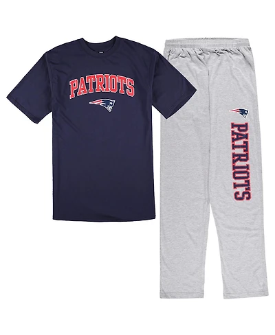 Men's Concepts Sport Navy, Heather Gray New England Patriots Big and Tall T-shirt Pajama Pants Sleep Set
