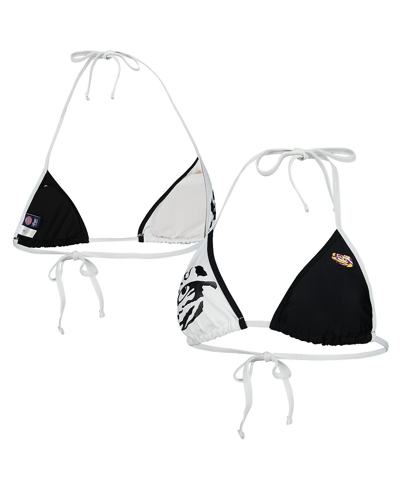 Women's G-iii 4Her by Carl Banks Black, White Lsu Tigers Play Action Bikini Top