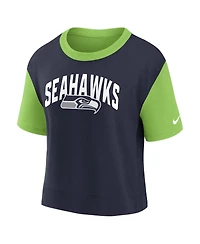 Women's Nike Neon Green, College Navy Seattle Seahawks High Hip Fashion T-shirt