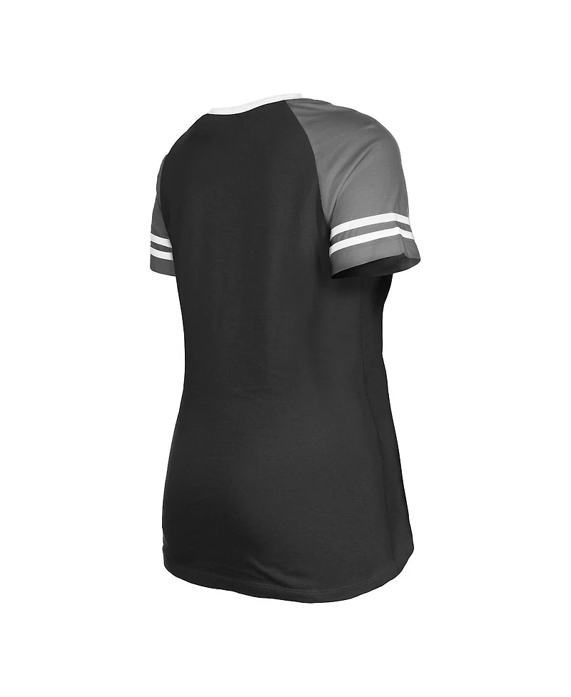 Women's New Era Black Las Vegas Raiders Raglan Lace-Up T-shirt