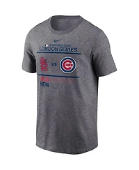 Men's Nike Heather Charcoal 2023 Mlb World Tour: London Series Chicago Cubs vs St. Louis Cardinals Matchup T-shirt