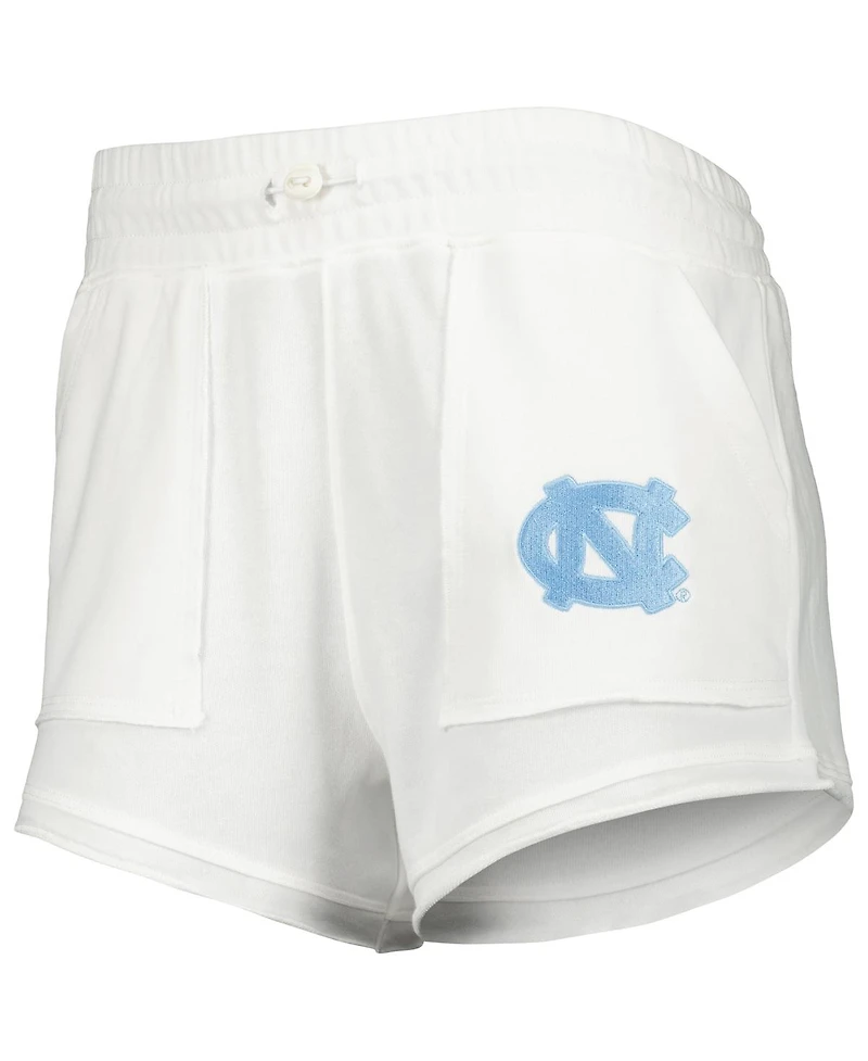 Women's Concepts Sport White North Carolina Tar Heels Sunray Notch Neck Long Sleeve T-shirt and Shorts Set