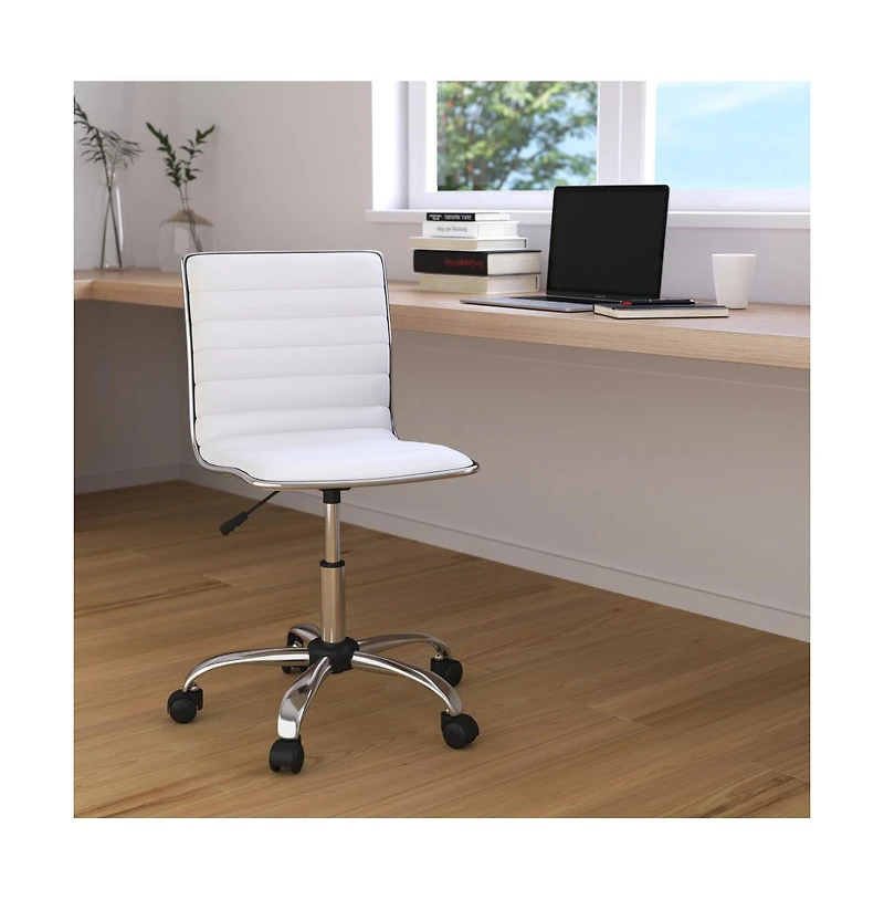 Merrick Lane Amelie Home Office Chair Ergonomic Executive Ribbed Low Back Armless Computer Desk Chair - Base, Frame & Border