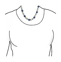 Bling Jewelry Hand Knotted Multi-Color Blue Grey Shell Imitation Pearl Strand Necklace 14MM